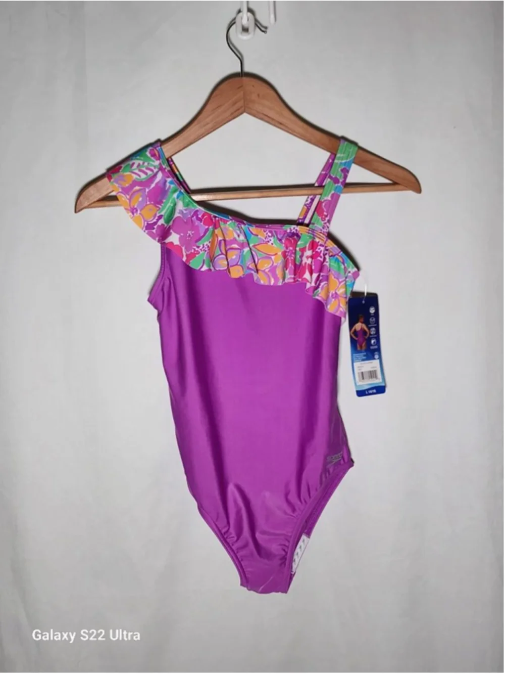 Girls Speedo One Piece Swimsuit L Purple Multicolor
